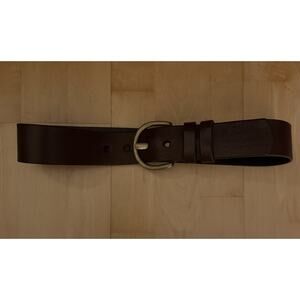 VTG JF Brown Leather Belt Brass Buckle 30